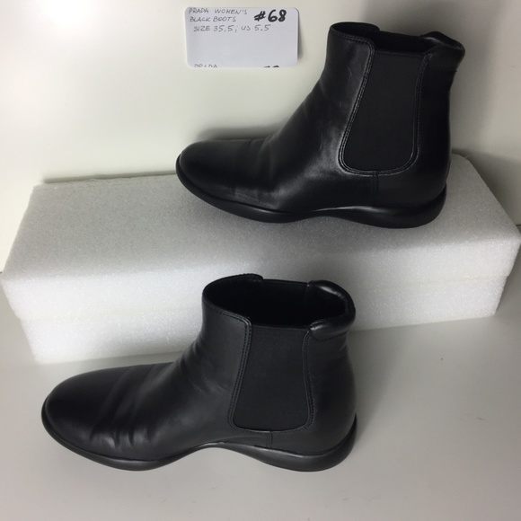 PRADA WOMEN'S BLACK BOOTS SIZE 35.5 US 5.5 - Picture 3 of 16